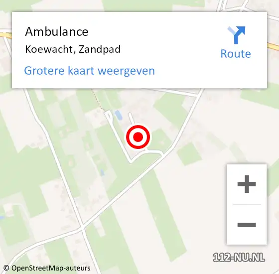 Locatie op kaart van de 112 melding: Ambulance Koewacht, Zandpad op 9 april 2017 10:48