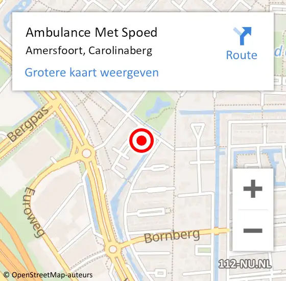 Locatie op kaart van de 112 melding: Ambulance Met Spoed Naar Amersfoort, Carolinaberg op 9 april 2017 10:50