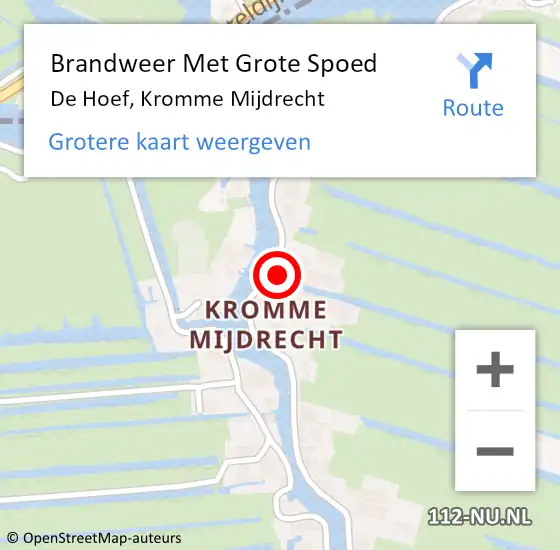 Locatie op kaart van de 112 melding: Brandweer Met Grote Spoed Naar De Hoef, Kromme Mijdrecht op 9 april 2017 11:16