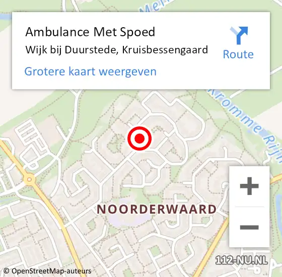 Locatie op kaart van de 112 melding: Ambulance Met Spoed Naar Wijk bij Duurstede, Kruisbessengaard op 9 april 2017 11:25