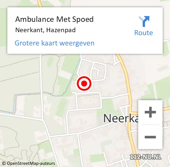 Locatie op kaart van de 112 melding: Ambulance Met Spoed Naar Neerkant, Hazenpad op 9 april 2017 11:25