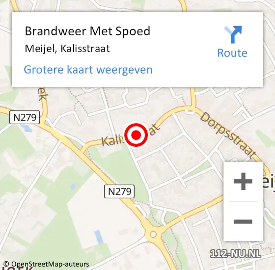 Locatie op kaart van de 112 melding: Brandweer Met Spoed Naar Meijel, Kalisstraat op 9 april 2017 11:29