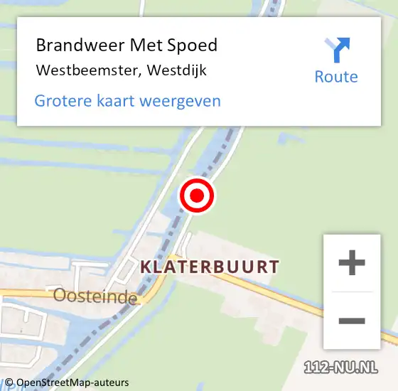 Locatie op kaart van de 112 melding: Brandweer Met Spoed Naar Westbeemster, Westdijk op 9 april 2017 11:36