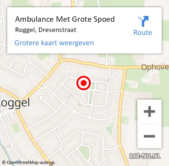 Locatie op kaart van de 112 melding: Ambulance Met Grote Spoed Naar Roggel, Dresenstraat op 9 april 2017 11:37