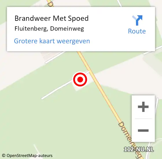 Locatie op kaart van de 112 melding: Brandweer Met Spoed Naar Fluitenberg, Domeinweg op 9 april 2017 11:42