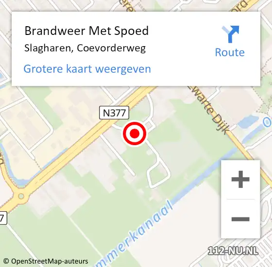 Locatie op kaart van de 112 melding: Brandweer Met Spoed Naar Slagharen, Coevorderweg op 9 april 2017 11:51
