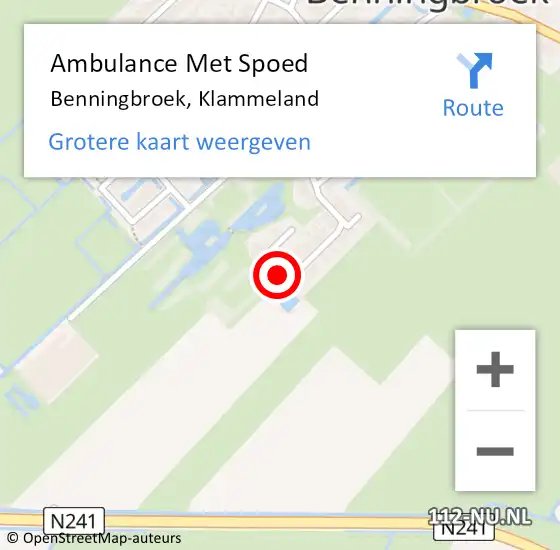 Locatie op kaart van de 112 melding: Ambulance Met Spoed Naar Benningbroek, Klammeland op 9 april 2017 12:02