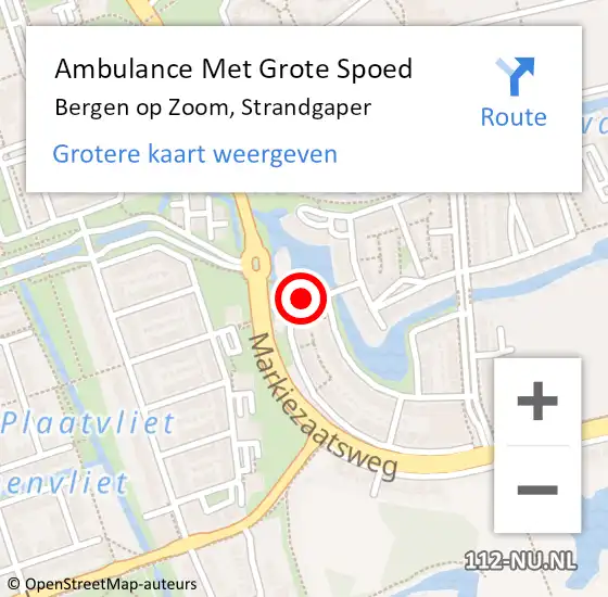 Locatie op kaart van de 112 melding: Ambulance Met Grote Spoed Naar Bergen op Zoom, Strandgaper op 9 april 2017 12:40