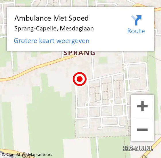 Locatie op kaart van de 112 melding: Ambulance Met Spoed Naar Sprang-Capelle, Mesdaglaan op 9 april 2017 13:13