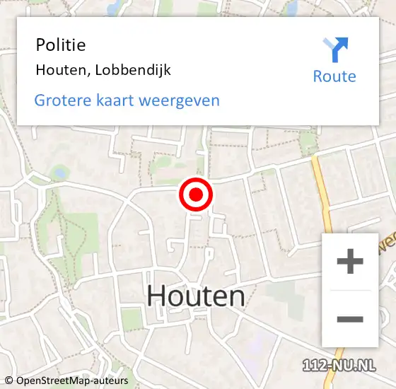 Locatie op kaart van de 112 melding: Politie Houten, Lobbendijk op 9 april 2017 14:01