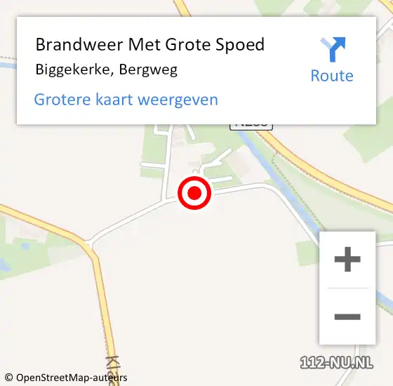 Locatie op kaart van de 112 melding: Brandweer Met Grote Spoed Naar Biggekerke, Bergweg op 9 april 2017 14:14