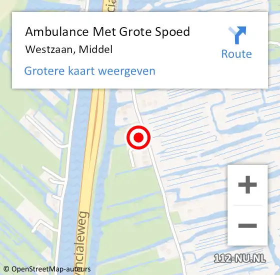 Locatie op kaart van de 112 melding: Ambulance Met Grote Spoed Naar Westzaan, Middel op 9 april 2017 14:28