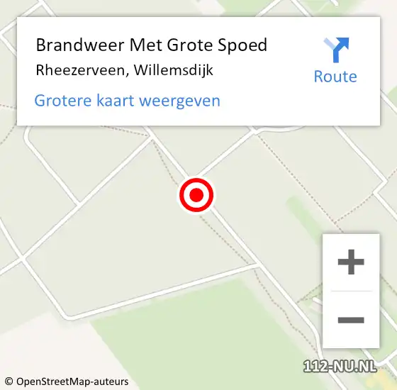 Locatie op kaart van de 112 melding: Brandweer Met Grote Spoed Naar Rheezerveen, Willemsdijk op 9 april 2017 14:42