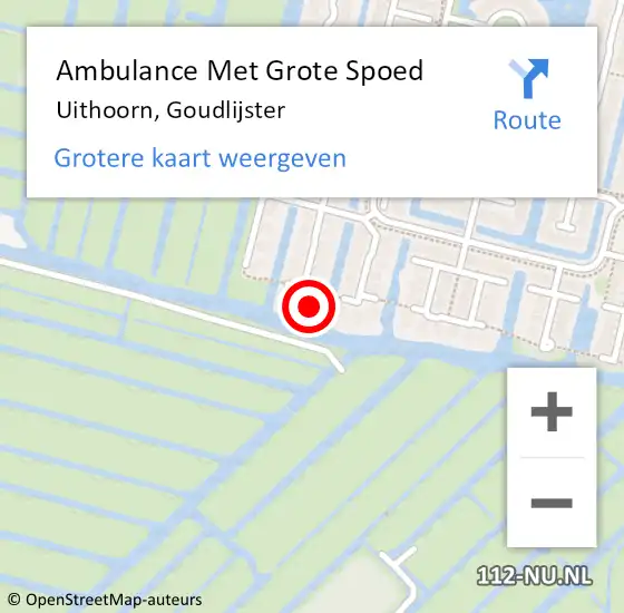 Locatie op kaart van de 112 melding: Ambulance Met Grote Spoed Naar Uithoorn, Goudlijster op 9 april 2017 15:05