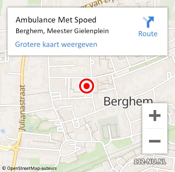 Locatie op kaart van de 112 melding: Ambulance Met Spoed Naar Berghem, Meester Gielenplein op 9 april 2017 15:20