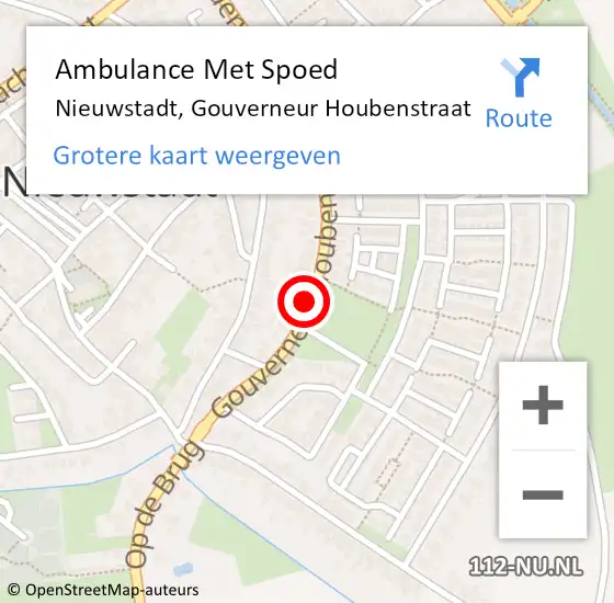 Locatie op kaart van de 112 melding: Ambulance Met Spoed Naar Nieuwstadt, Gouverneur Houbenstraat op 9 april 2017 15:25