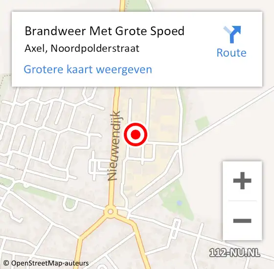 Locatie op kaart van de 112 melding: Brandweer Met Grote Spoed Naar Axel, Noordpolderstraat op 9 april 2017 15:34