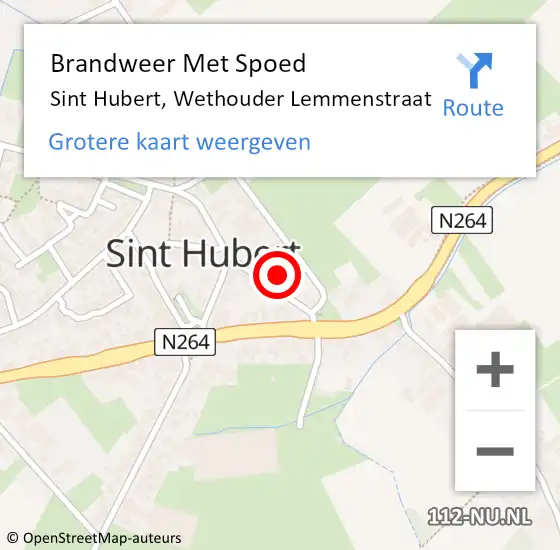 Locatie op kaart van de 112 melding: Brandweer Met Spoed Naar Sint Hubert, Wethouder Lemmenstraat op 9 april 2017 15:58