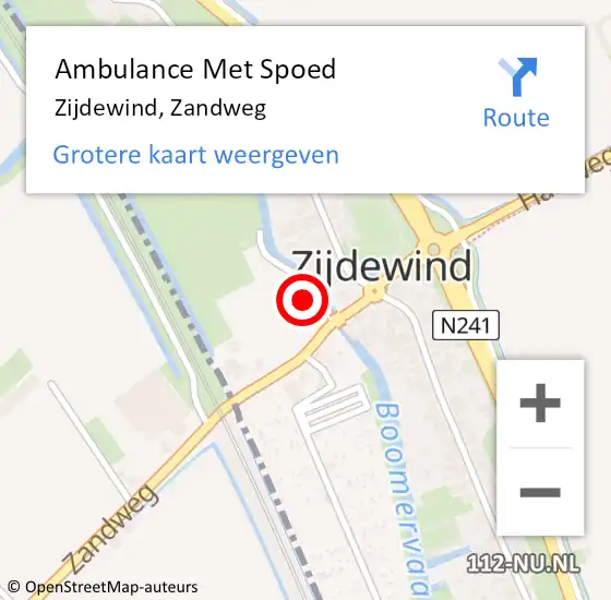 Locatie op kaart van de 112 melding: Ambulance Met Spoed Naar Zijdewind, Zandweg op 9 april 2017 16:45