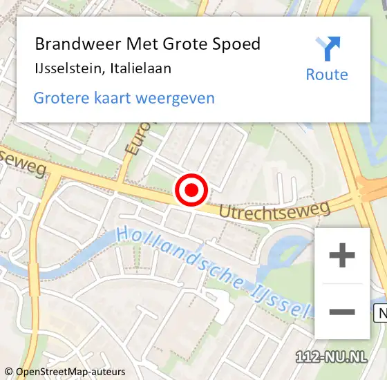 Locatie op kaart van de 112 melding: Brandweer Met Grote Spoed Naar IJsselstein, Italielaan op 9 april 2017 16:49