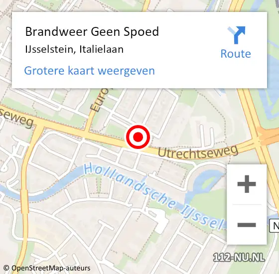 Locatie op kaart van de 112 melding: Brandweer Geen Spoed Naar IJsselstein, Italielaan op 9 april 2017 16:55