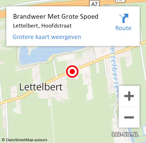 Locatie op kaart van de 112 melding: Brandweer Met Grote Spoed Naar Lettelbert, Hoofdstraat op 9 april 2017 16:57