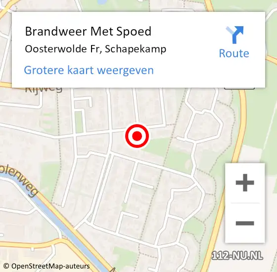 Locatie op kaart van de 112 melding: Brandweer Met Spoed Naar Oosterwolde Fr, Schapekamp op 9 april 2017 17:12