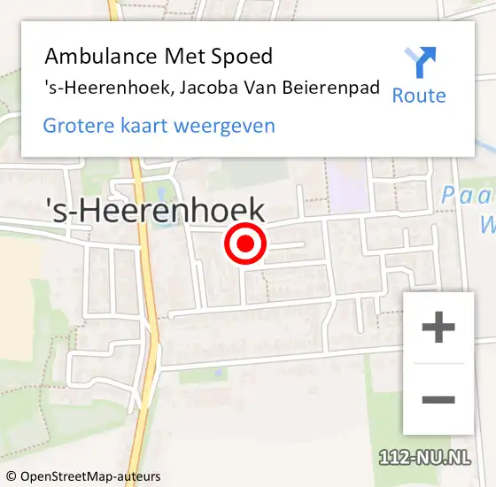 Locatie op kaart van de 112 melding: Ambulance Met Spoed Naar 's-Heerenhoek, Jacoba Van Beierenpad op 9 april 2017 18:28
