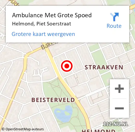 Locatie op kaart van de 112 melding: Ambulance Met Grote Spoed Naar Helmond, Piet Soerstraat op 9 april 2017 18:29