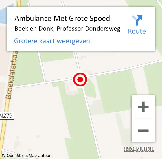 Locatie op kaart van de 112 melding: Ambulance Met Grote Spoed Naar Beek en Donk, Professor Dondersweg op 9 april 2017 18:31