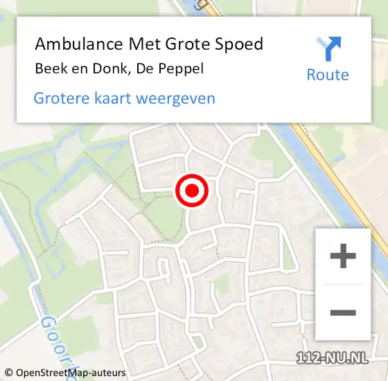 Locatie op kaart van de 112 melding: Ambulance Met Grote Spoed Naar Beek en Donk, De Peppel op 9 april 2017 18:47