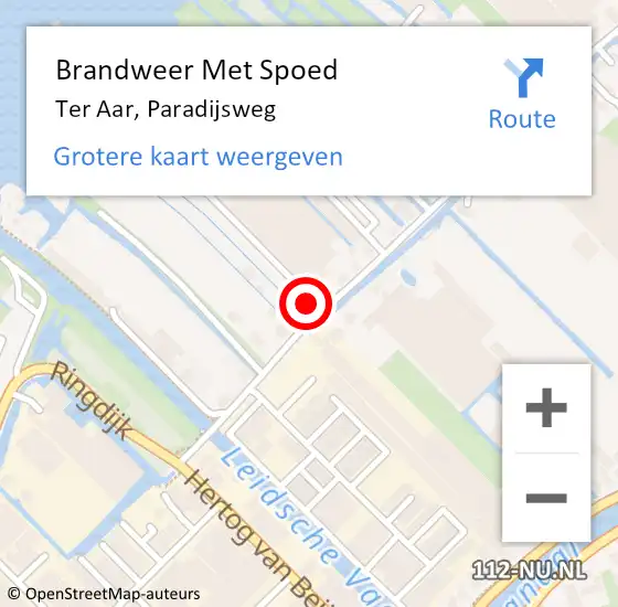 Locatie op kaart van de 112 melding: Brandweer Met Spoed Naar Ter Aar, Paradijsweg op 9 april 2017 18:47