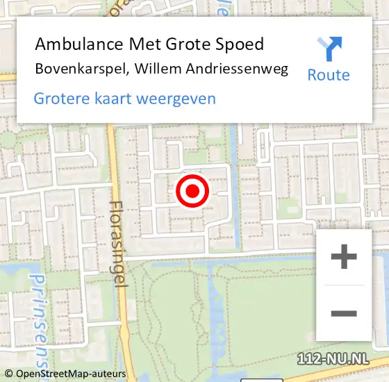 Locatie op kaart van de 112 melding: Ambulance Met Grote Spoed Naar Bovenkarspel, Willem Andriessenweg op 9 april 2017 19:29