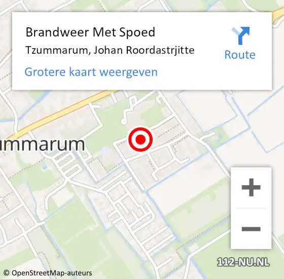 Locatie op kaart van de 112 melding: Brandweer Met Spoed Naar Tzummarum, Johan Roordastrjitte op 9 april 2017 19:46