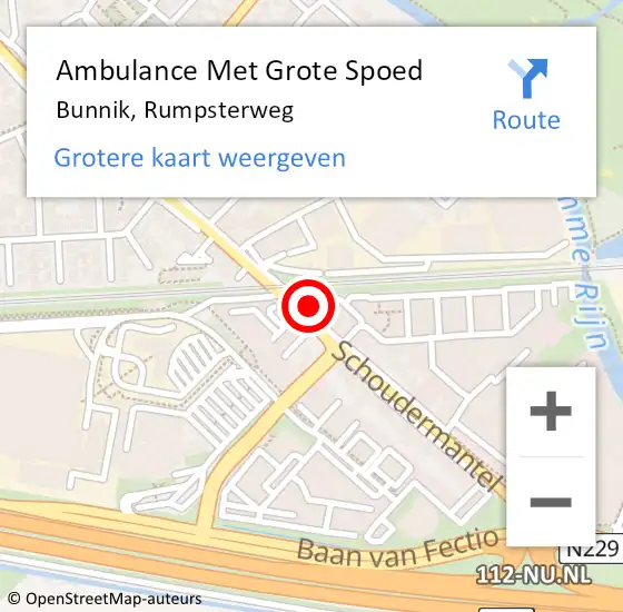 Locatie op kaart van de 112 melding: Ambulance Met Grote Spoed Naar Bunnik, Rumpsterweg op 9 april 2017 19:48