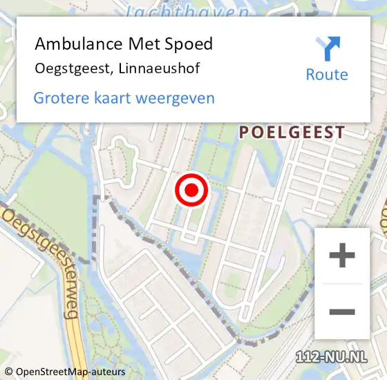 Locatie op kaart van de 112 melding: Ambulance Met Spoed Naar Oegstgeest, Linnaeushof op 9 april 2017 19:56