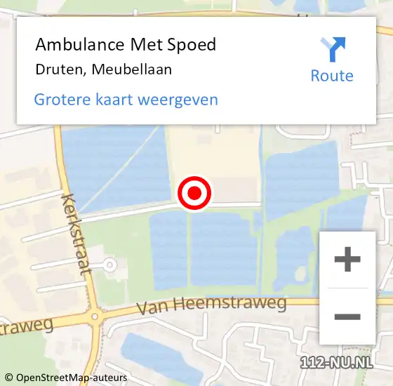 Locatie op kaart van de 112 melding: Ambulance Met Spoed Naar Druten, Meubellaan op 9 april 2017 20:10