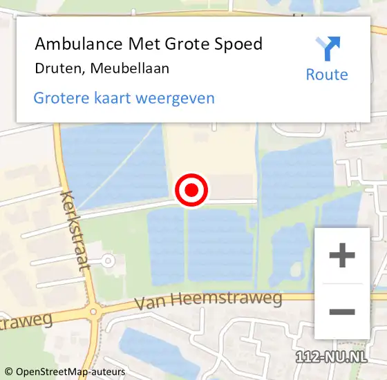 Locatie op kaart van de 112 melding: Ambulance Met Grote Spoed Naar Druten, Meubellaan op 9 april 2017 20:13