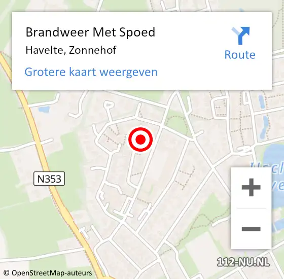 Locatie op kaart van de 112 melding: Brandweer Met Spoed Naar Havelte, Zonnehof op 16 januari 2014 16:21