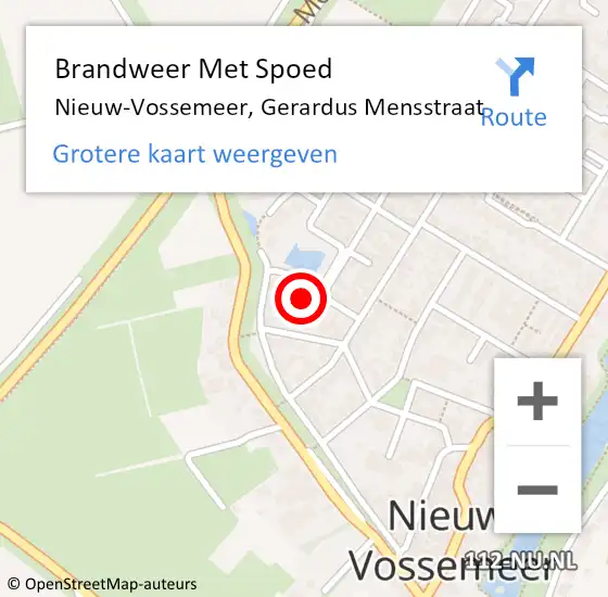 Locatie op kaart van de 112 melding: Brandweer Met Spoed Naar Nieuw-Vossemeer, Gerardus Mensstraat op 9 april 2017 20:20