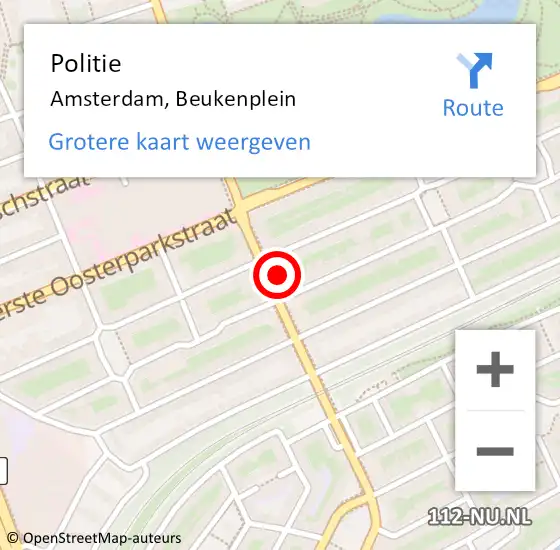 Locatie op kaart van de 112 melding: Politie Amsterdam, Beukenplein op 9 april 2017 20:51