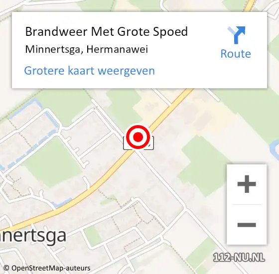 Locatie op kaart van de 112 melding: Brandweer Met Grote Spoed Naar Minnertsga, Hermanawei op 9 april 2017 21:03