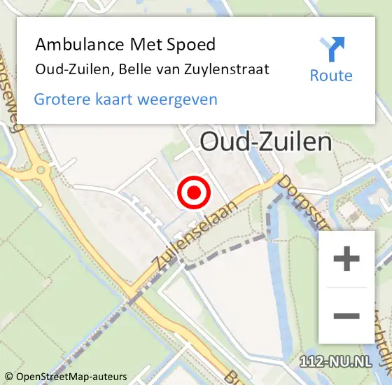 Locatie op kaart van de 112 melding: Ambulance Met Spoed Naar Oud-Zuilen, Belle van Zuylenstraat op 9 april 2017 21:45