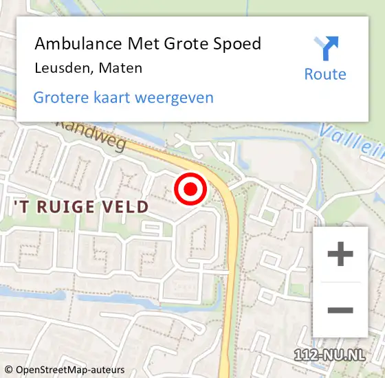 Locatie op kaart van de 112 melding: Ambulance Met Grote Spoed Naar Leusden, Maten op 9 april 2017 21:48