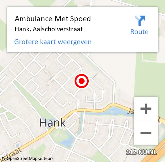 Locatie op kaart van de 112 melding: Ambulance Met Spoed Naar Hank, Aalscholverstraat op 9 april 2017 22:01