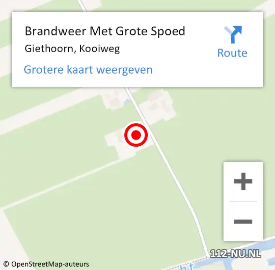 Locatie op kaart van de 112 melding: Brandweer Met Grote Spoed Naar Giethoorn, Kooiweg op 9 april 2017 22:04