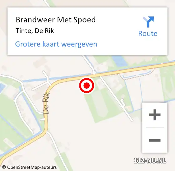 Locatie op kaart van de 112 melding: Brandweer Met Spoed Naar Tinte, De Rik op 9 april 2017 22:22