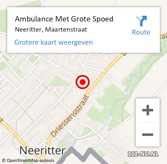 Locatie op kaart van de 112 melding: Ambulance Met Grote Spoed Naar Neeritter, Maartenstraat op 16 januari 2014 16:36