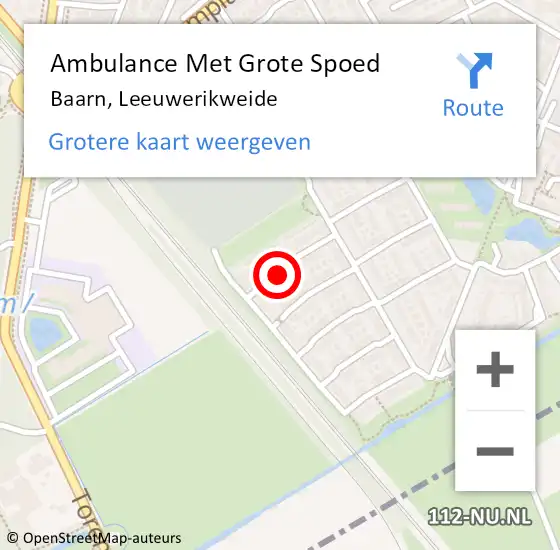 Locatie op kaart van de 112 melding: Ambulance Met Grote Spoed Naar Baarn, Leeuwerikweide op 10 april 2017 00:24