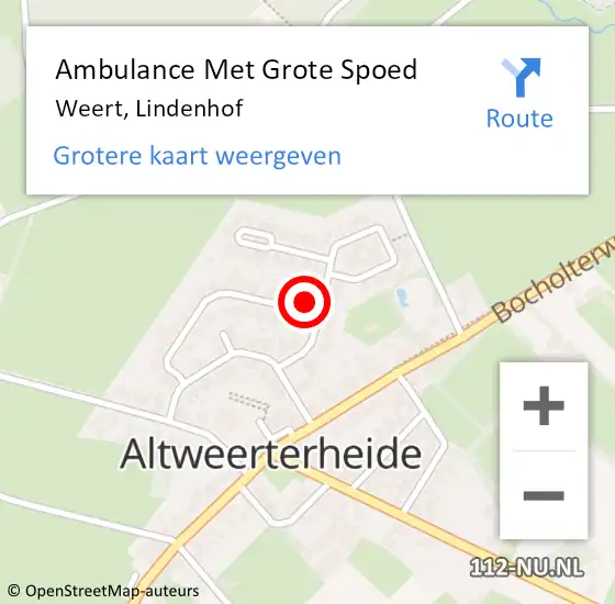 Locatie op kaart van de 112 melding: Ambulance Met Grote Spoed Naar Weert, Lindenhof op 10 april 2017 04:59